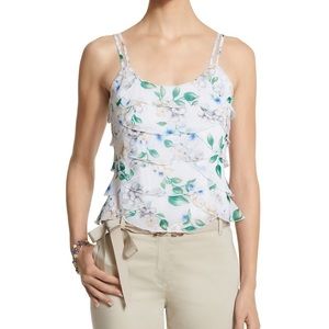 Gently used White House Black Market cream, blue and green tank top